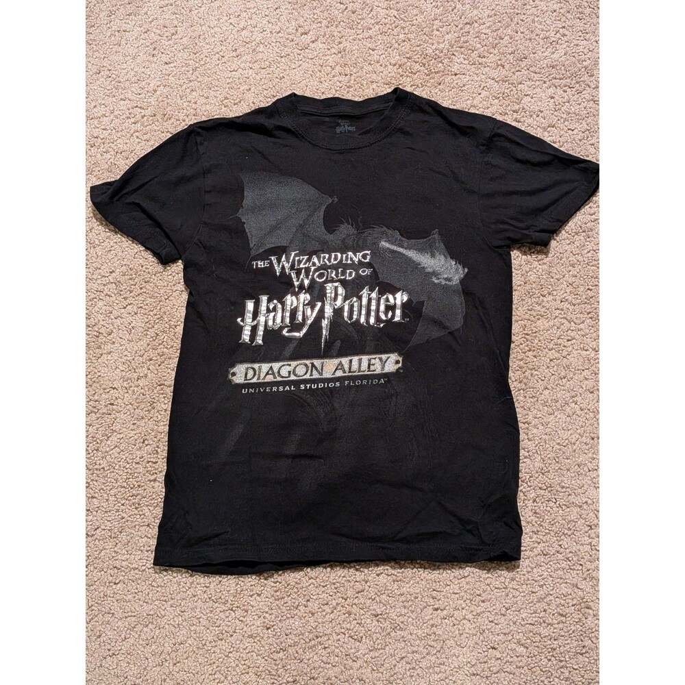 100% Cotton Wizarding World Of Harry Potter Diagon Alley Black T Shirt XS